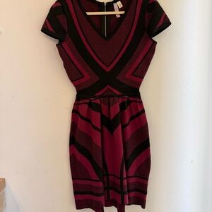 Alya Black and Burgundy Mini Body Con Dress great for Valentines